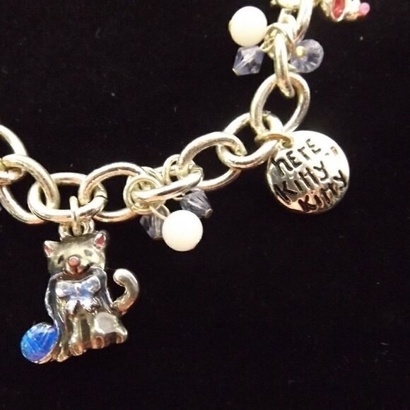 Silver Tone Cat and Mouse Pastel Bead AJMC Charm - Picture 2 of 5